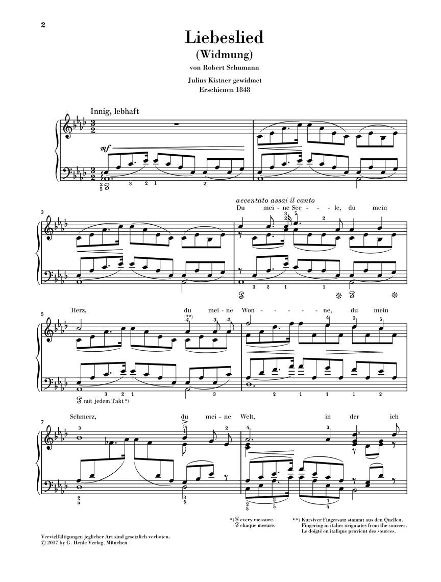 Love Song (Dedication) from “Myrthen” Op. 25 - sample page 1