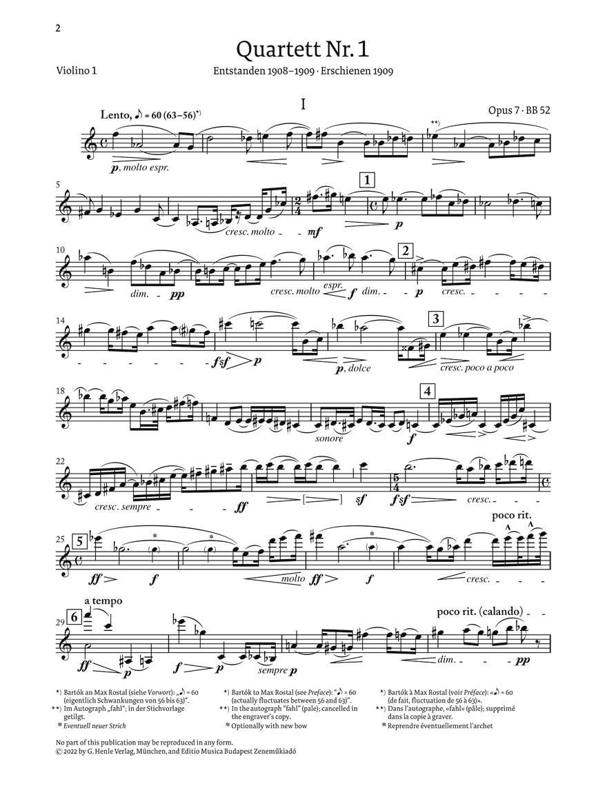 String Quartet No. 1, Op. 7 - sample page 1