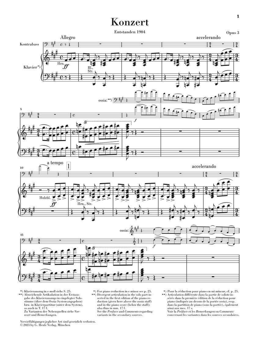 Double Bass Concerto Op. 3 - sample page 1