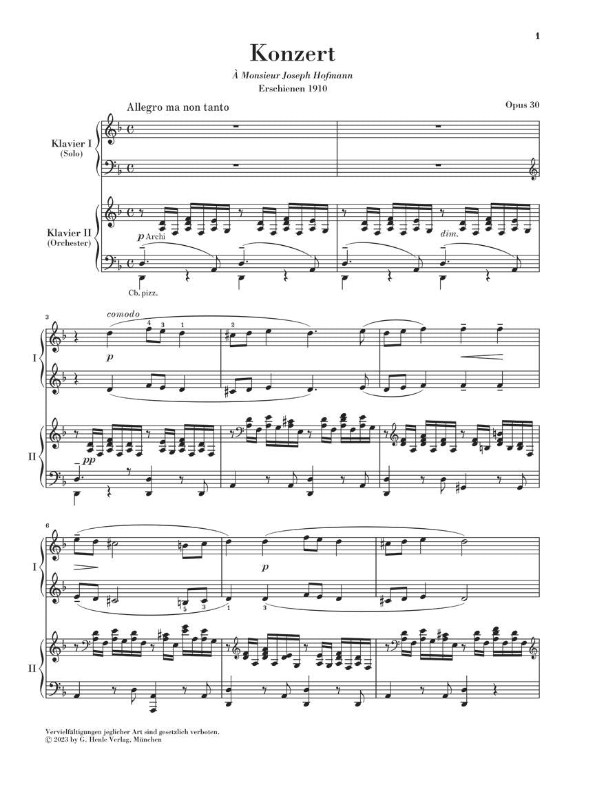 Piano Concerto No. 3, Op. 30 in D minor - sample page 1