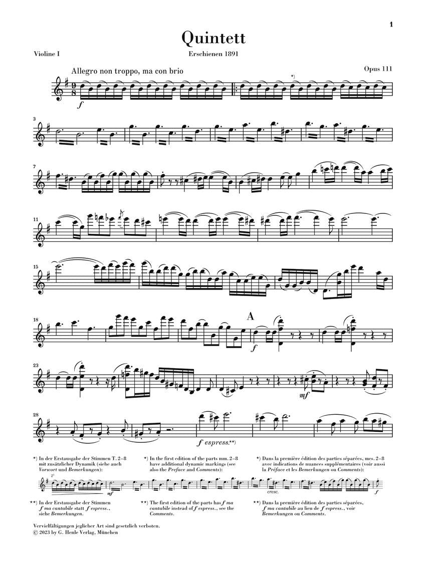 String Quintet No. 2 - sample page 1