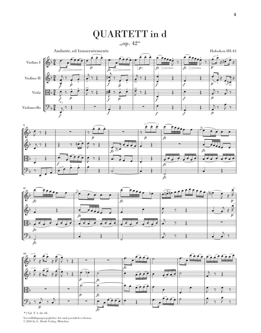 String Quartets, Opp. 42, 50, 54/55 - sample page 1