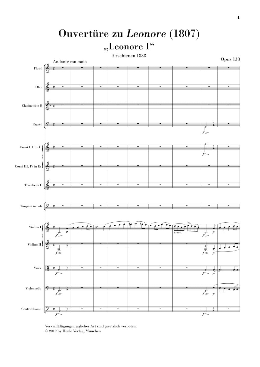 Overture No. 1 for the Opera “Leonore” - sample page 1