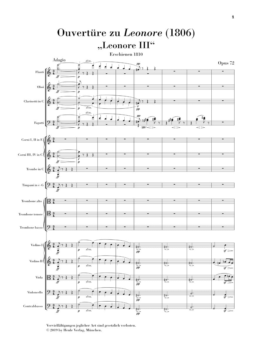 Overture No. 3 for the Opera “Leonore” (1806) - sample page 1