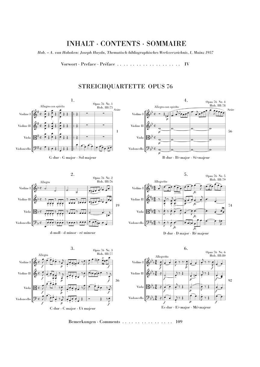 String Quartets – Volume X Op. 76 - sample page 1