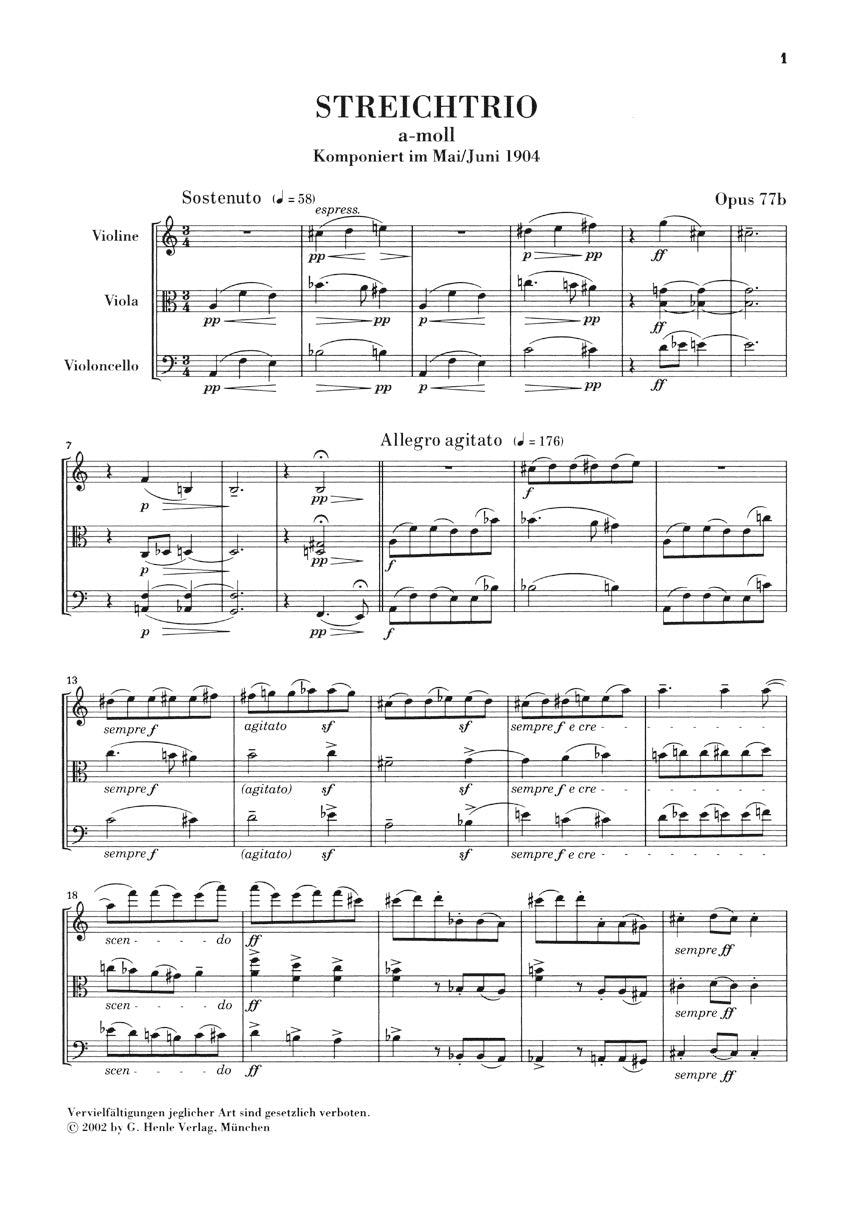 String Trios A minor Op. 77b and D minor Op. 141b - sample page 1