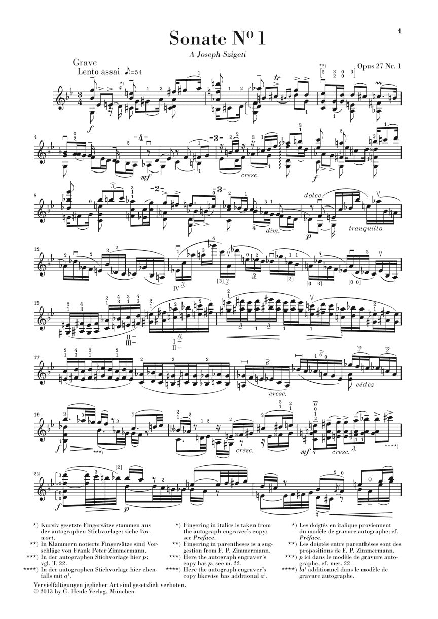 Six Sonatas, Op. 27 - sample page 1