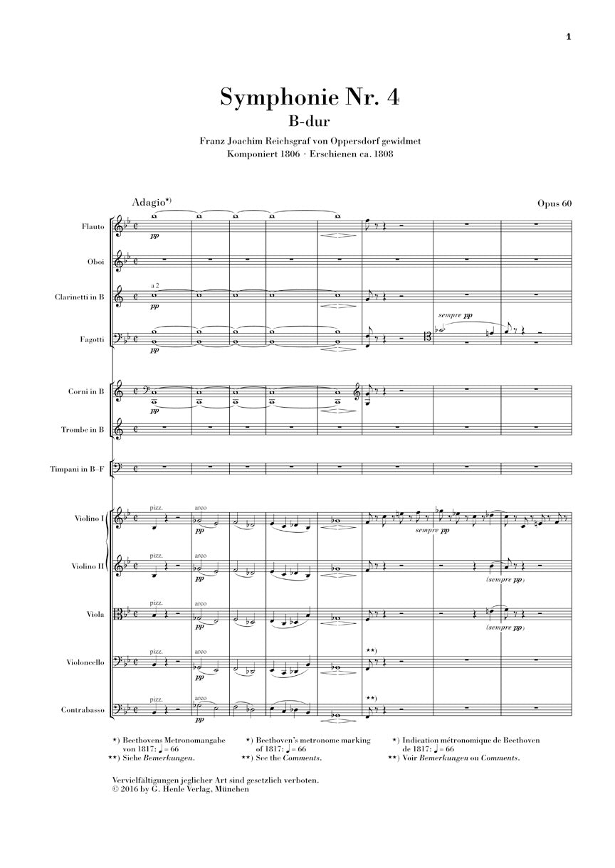 Symphony No. 4 in B-flat Major, Op. 60 - sample page 1