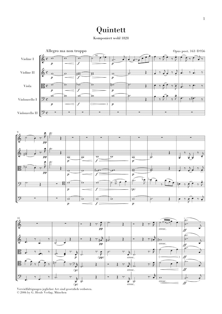 String Quintet C Major Op. Posth. 163 D 956 - sample page 1