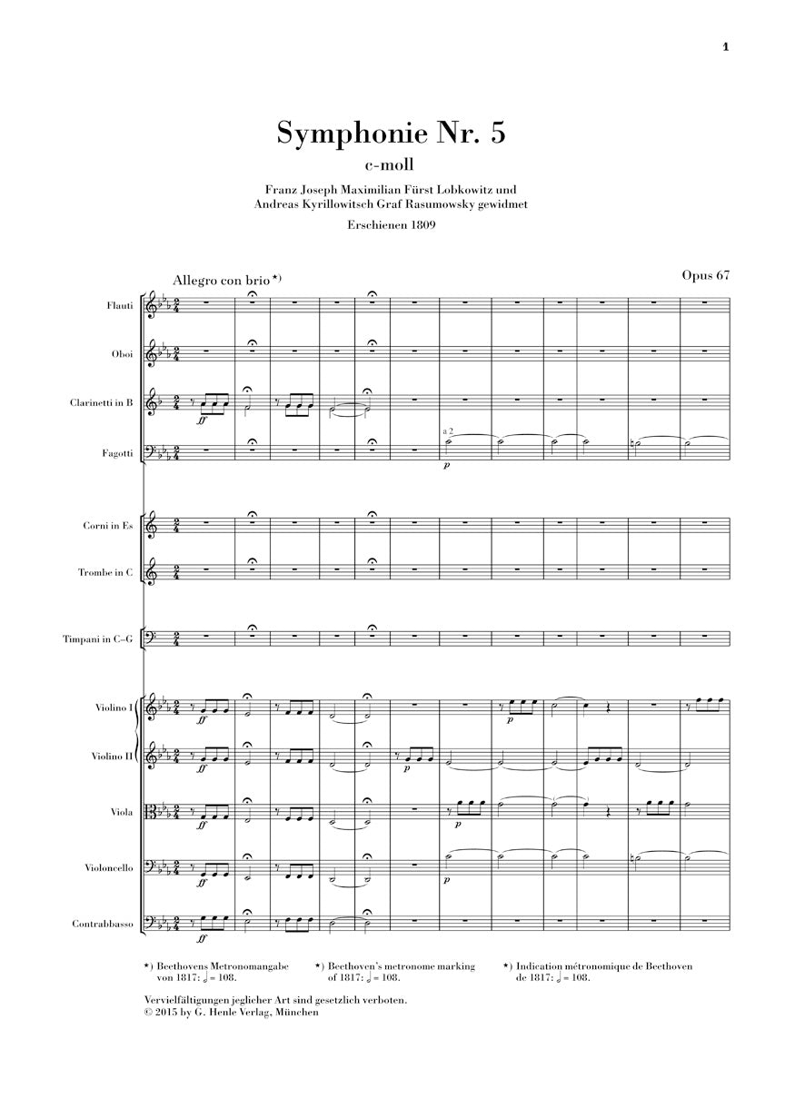 Symphony No. 5 in C minor, Op. 67 - sample page 1