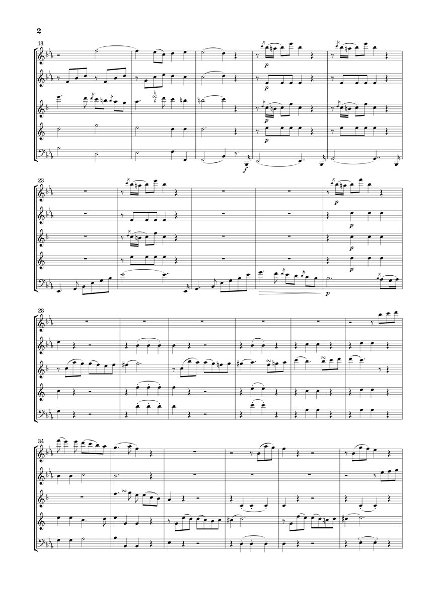 Quintet for Wind Instruments in E-flat Major, Op. 88 No. 2 - sample page 2