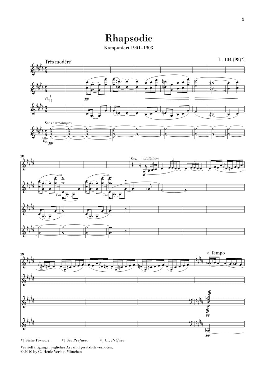 Rhapsody for Alto Saxophone and Orchestra - sample page 1