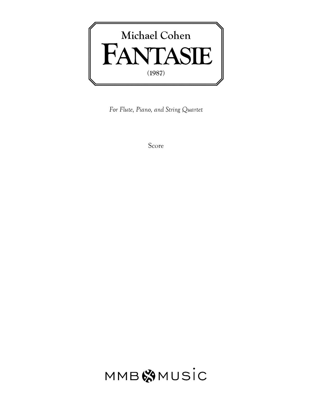 Product Cover for Fantasie for Flute, Piano and String Quartet