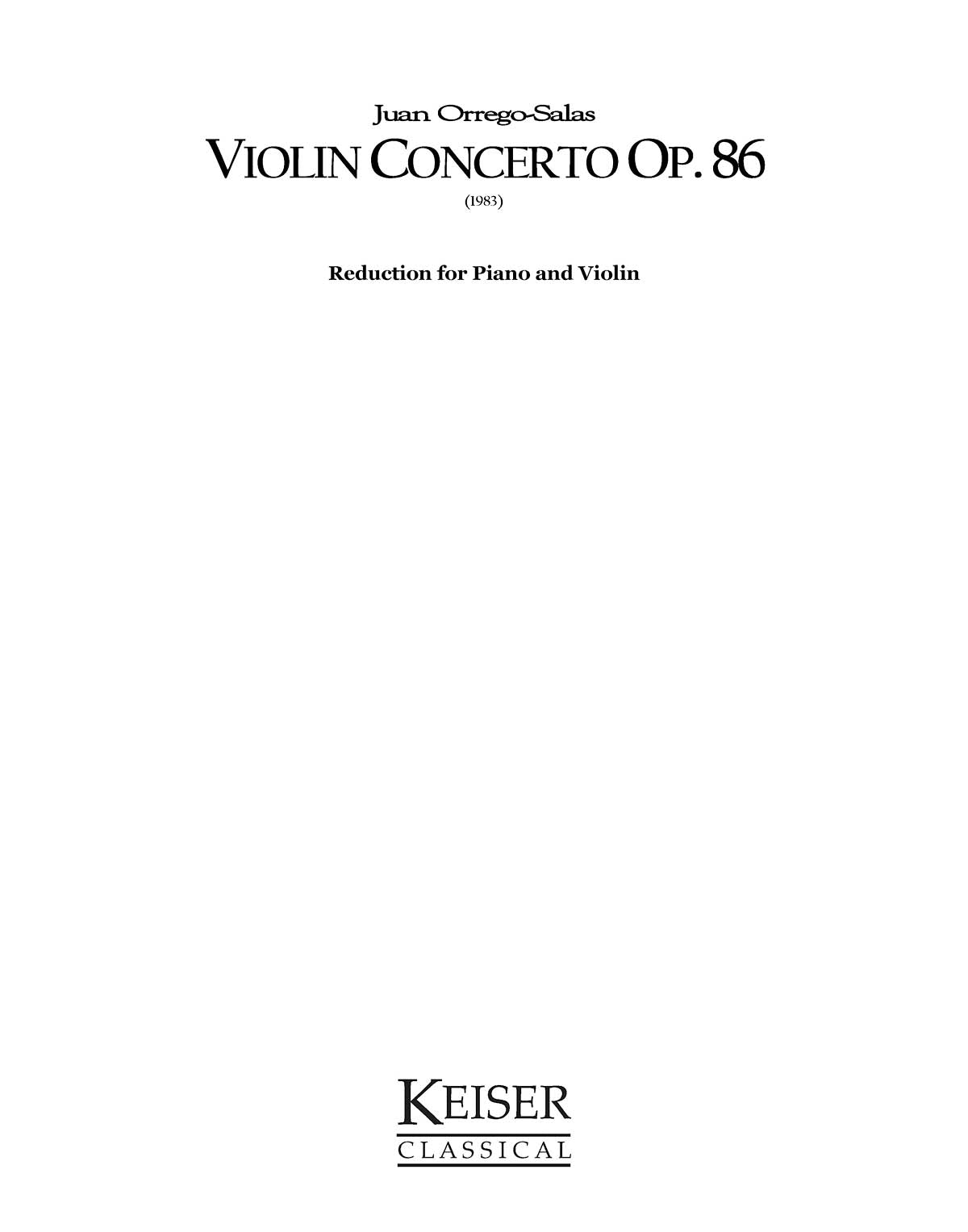 Product Cover for Violin Concerto, Op. 86 (Piano Reduction)