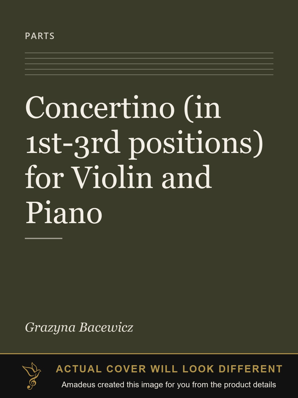 Concertino (in 1st-3rd positions) for Violin and Piano - Amadeus created this image from the product details; the actual cover will look different