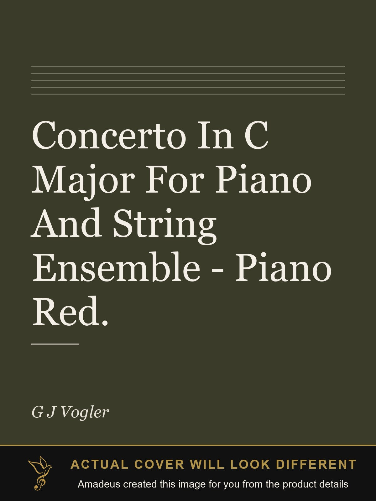 Concerto In C Major For Piano And String Ensemble - Piano Red. - Amadeus created this image from the product details; the actual cover will look different