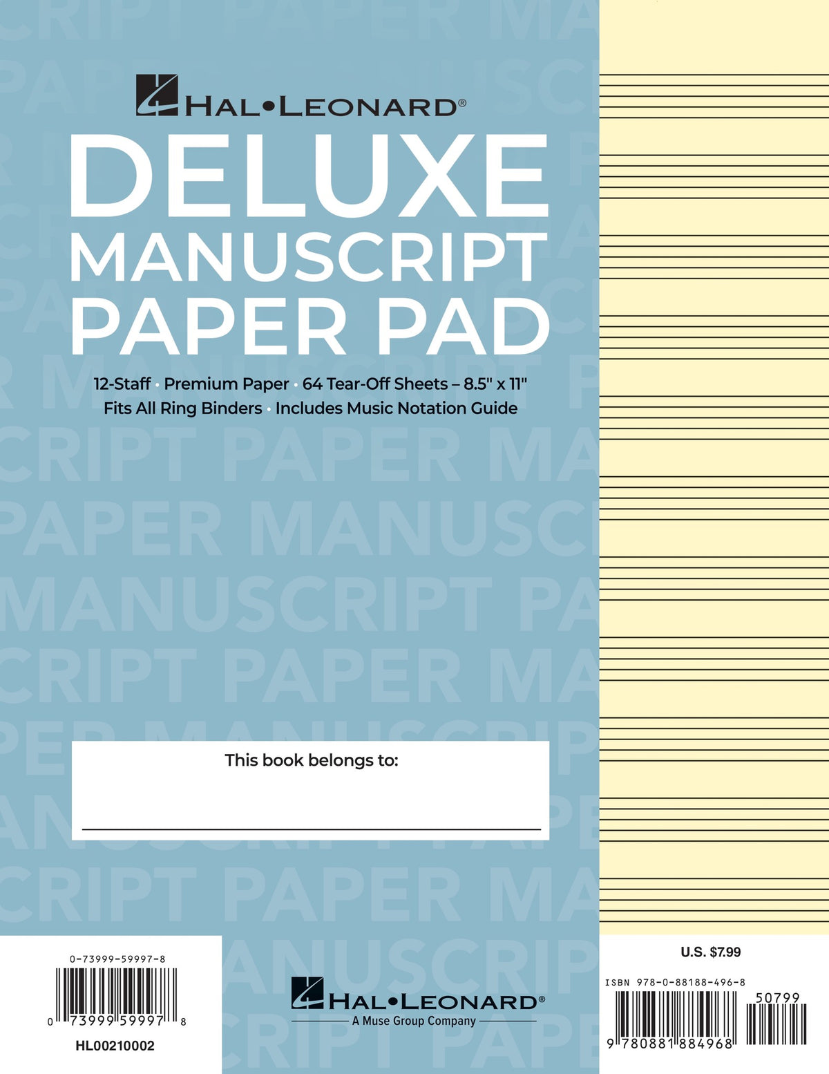 Product Cover for Manuscript Paper (Deluxe Pad)(Blue Cover)