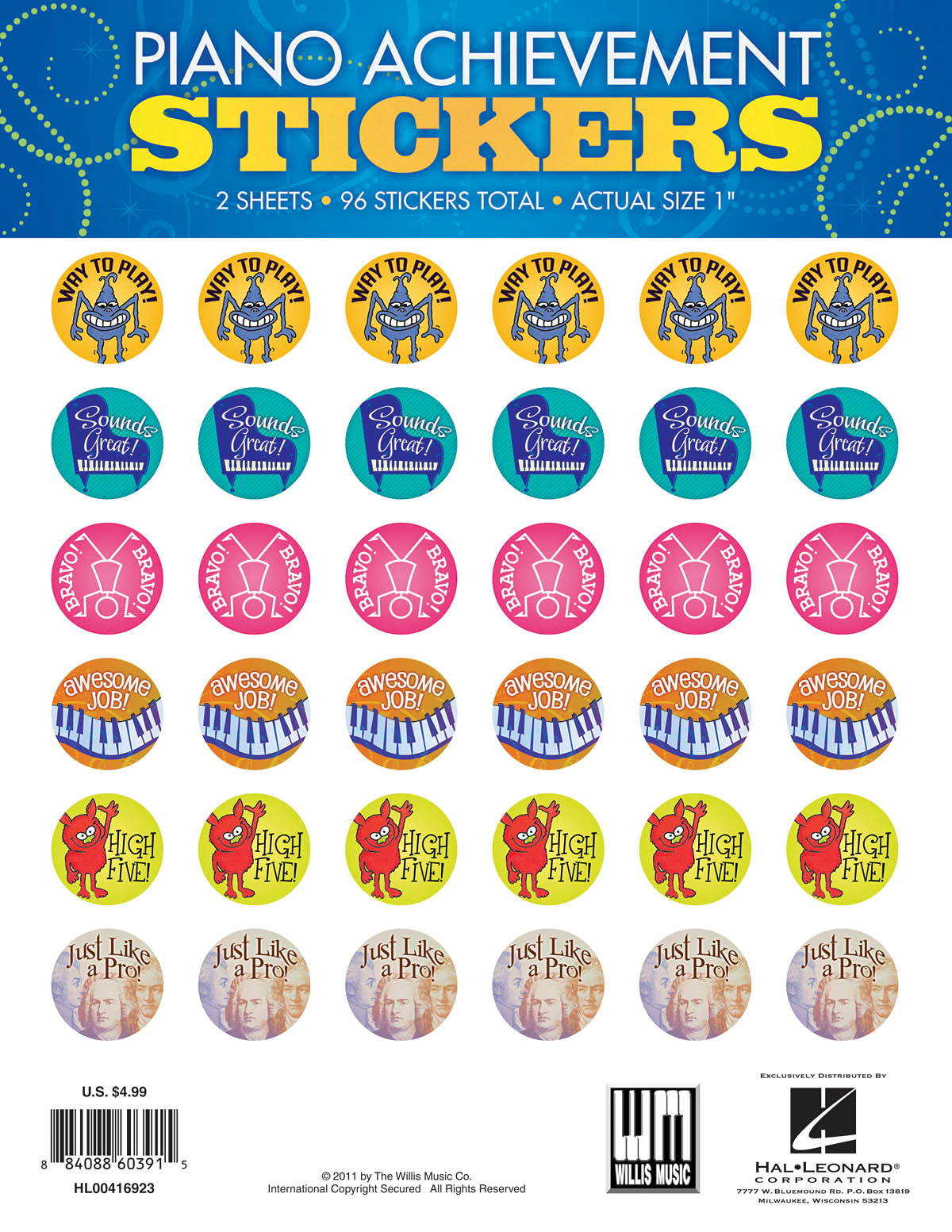 Product Cover for Piano Achievement Stickers