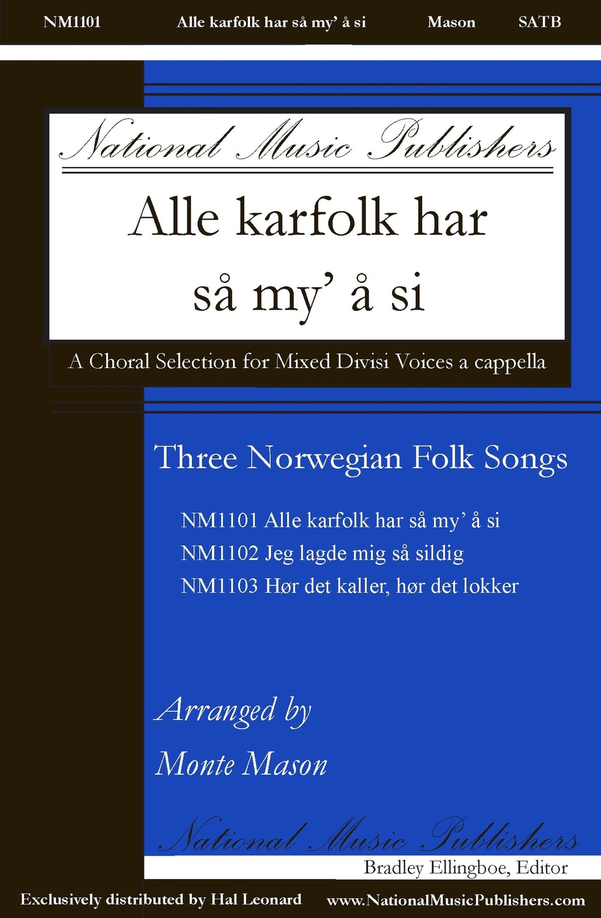 Product Cover for Alle Karfolk Har Sa My' A Si: Three Norwegian Folk Songs
