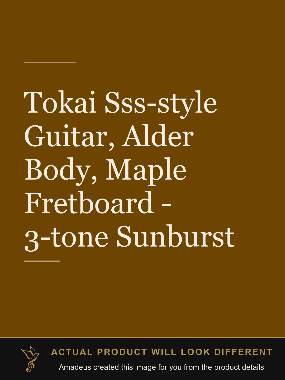 Tokai Sss-style Guitar, Alder Body, Maple Fretboard - 3-tone Sunburst - Amadeus created this image from the product details; the actual product will look different