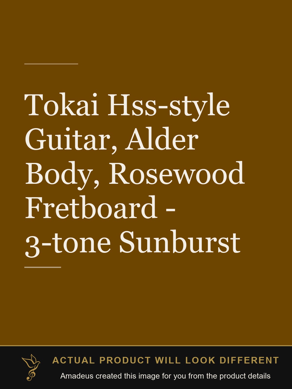 Tokai Hss-style Guitar, Alder Body, Rosewood Fretboard - 3-tone Sunburst - Amadeus created this image from the product details; the actual product will look different