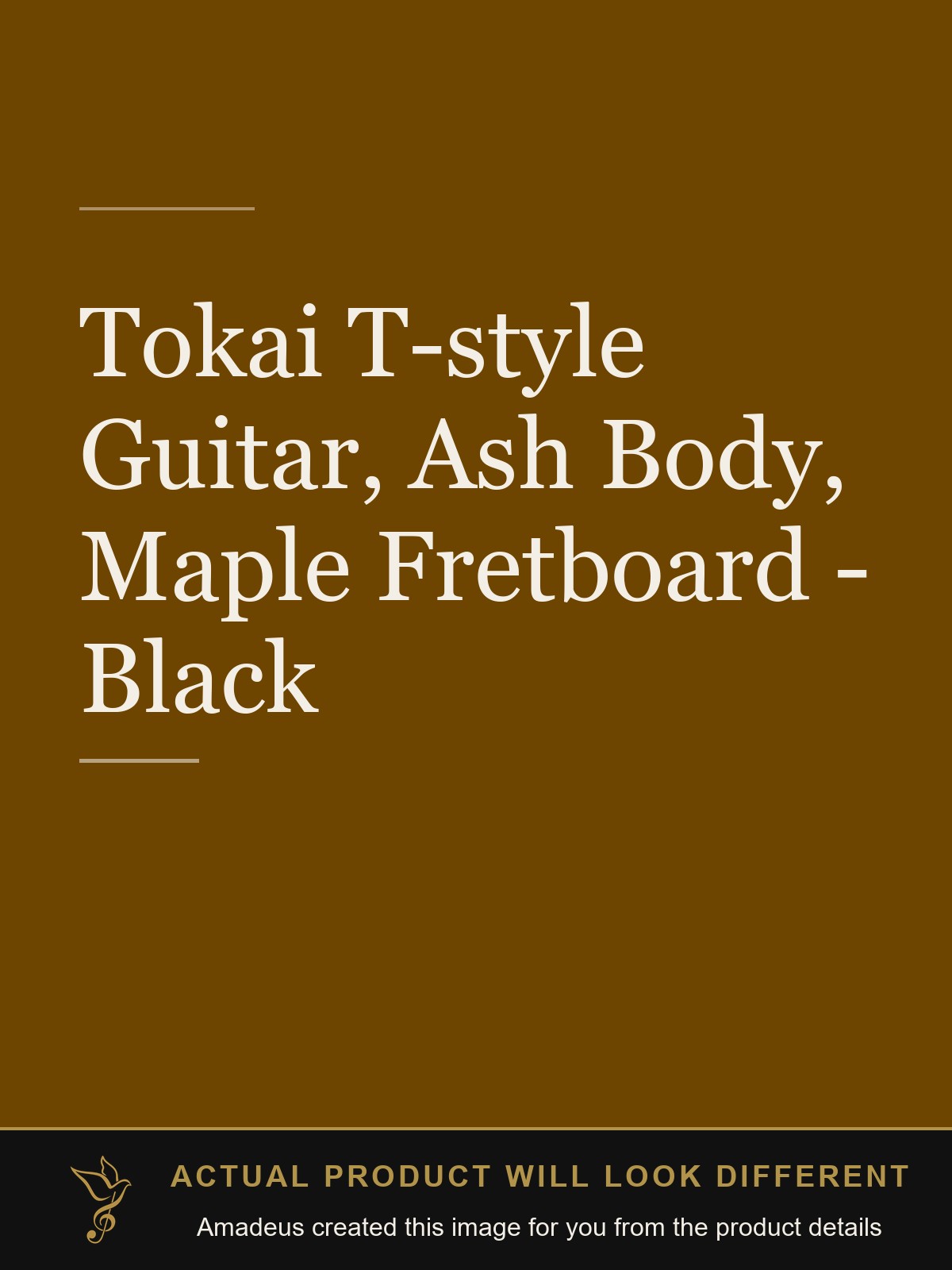 Tokai T-style Guitar, Ash Body, Maple Fretboard - Black - Amadeus created this image from the product details; the actual product will look different