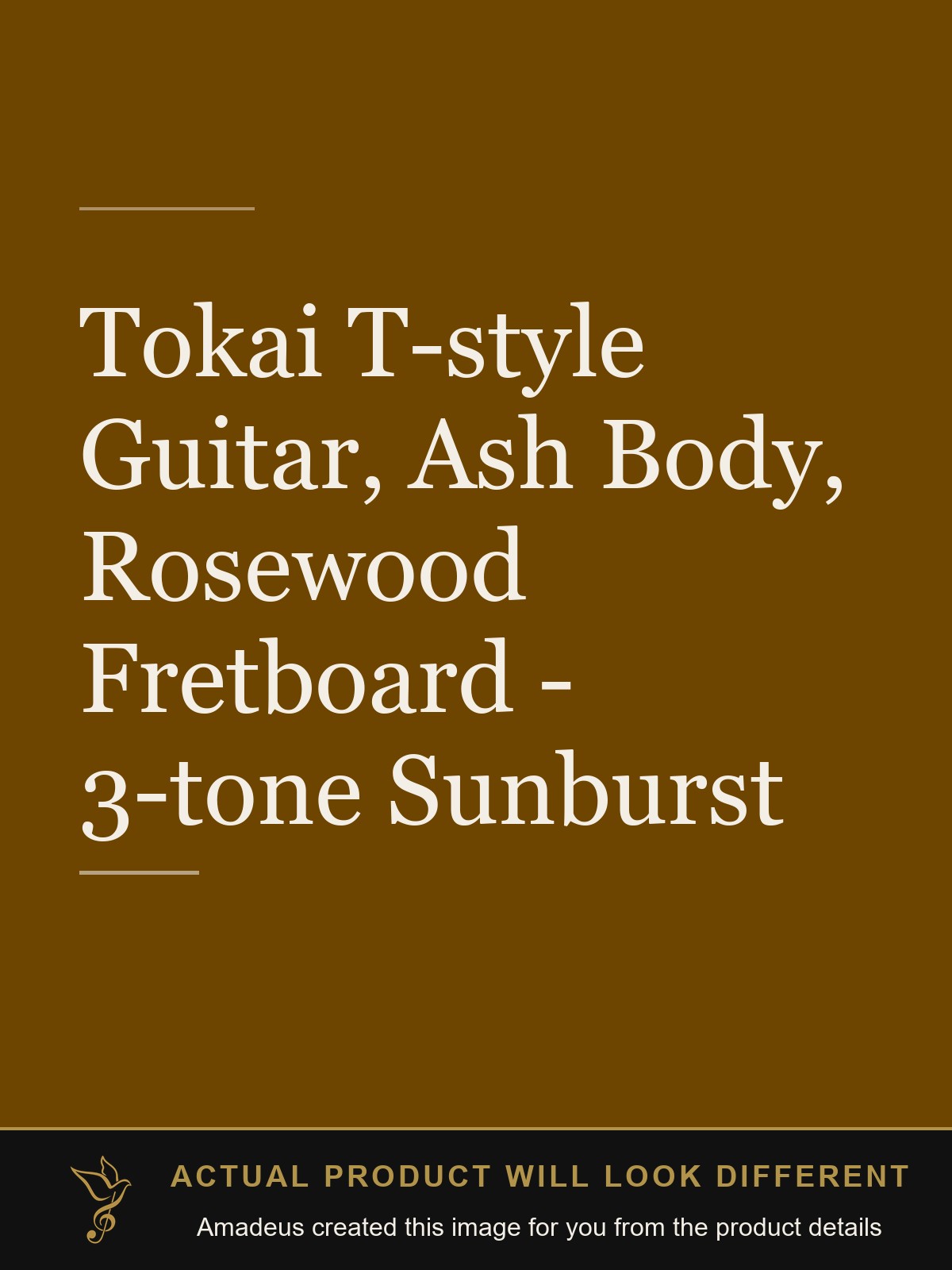Tokai T-style Guitar, Ash Body, Rosewood Fretboard - 3-tone Sunburst - Amadeus created this image from the product details; the actual product will look different