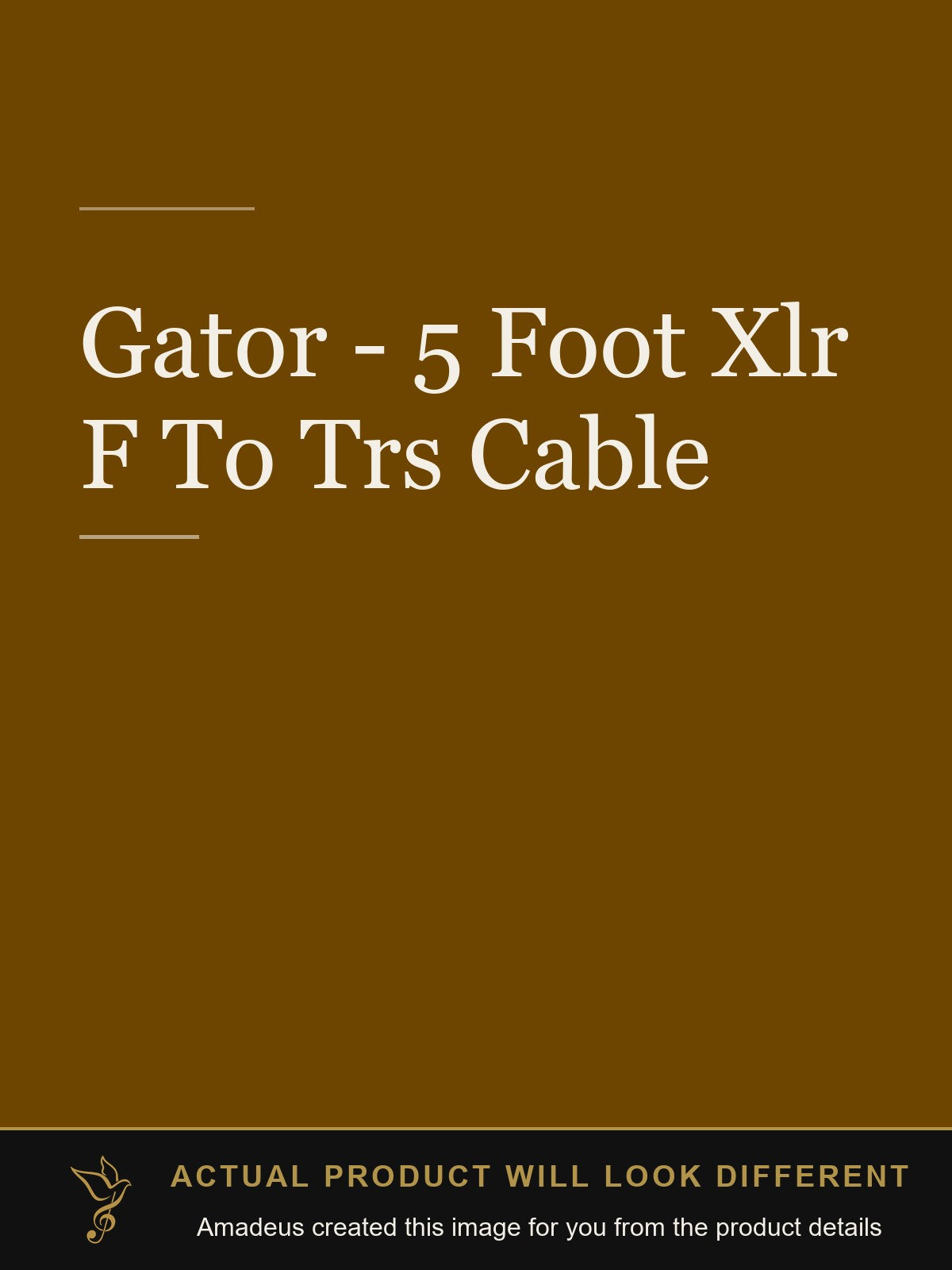 Gator - 5 Foot Xlr F To Trs Cable - Amadeus created this image from the product details; the actual product will look different