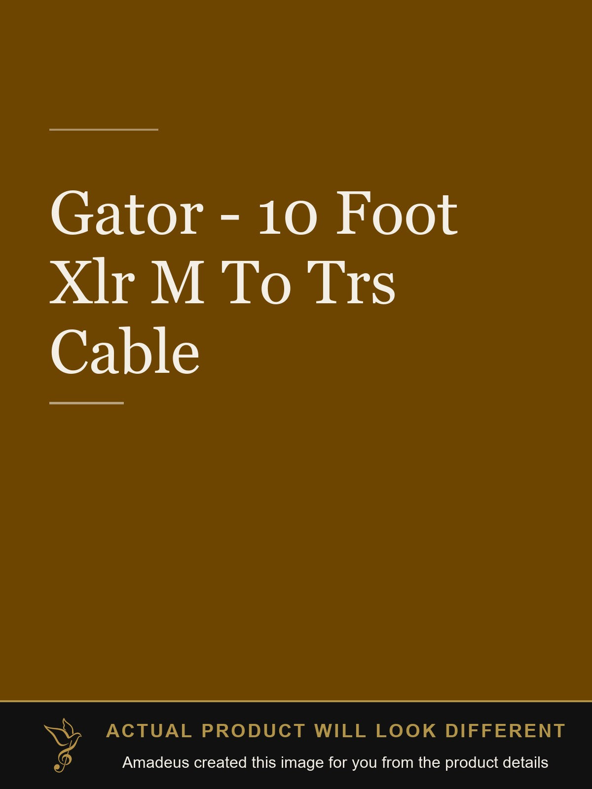 Gator - 10 Foot Xlr M To Trs Cable - Amadeus created this image from the product details; the actual product will look different