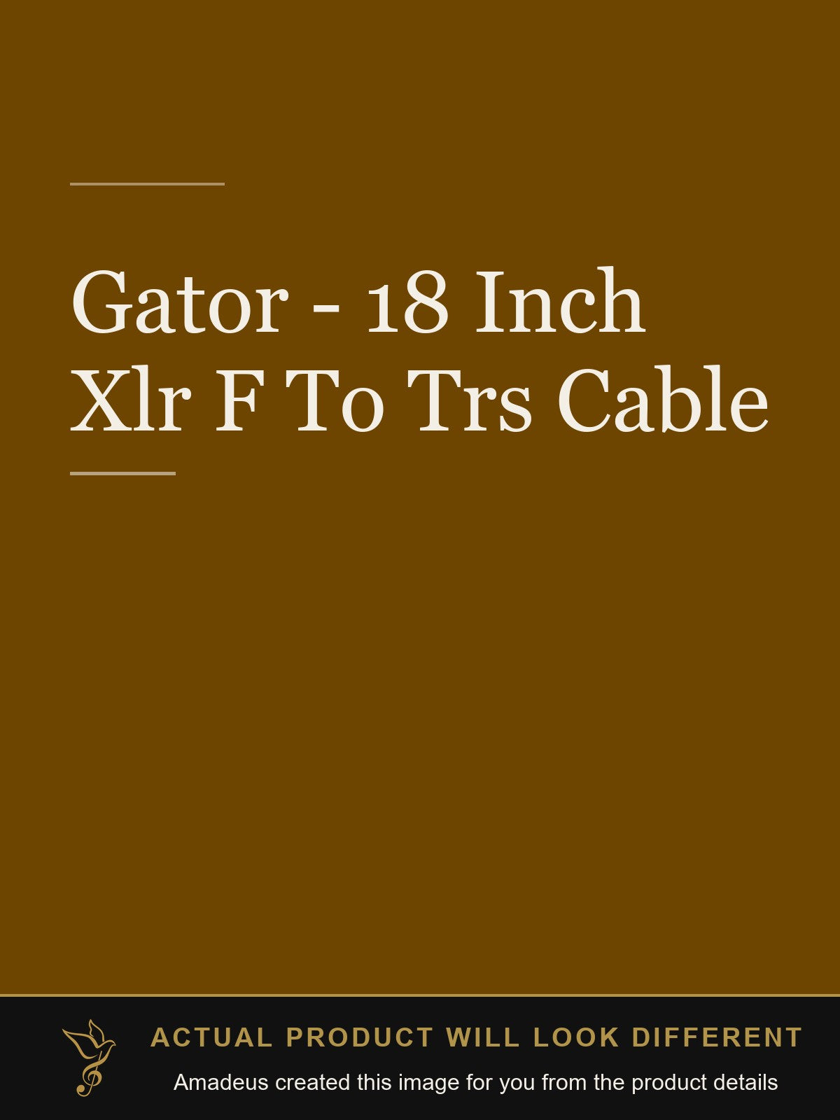 Gator - 18 Inch Xlr F To Trs Cable - Amadeus created this image from the product details; the actual product will look different