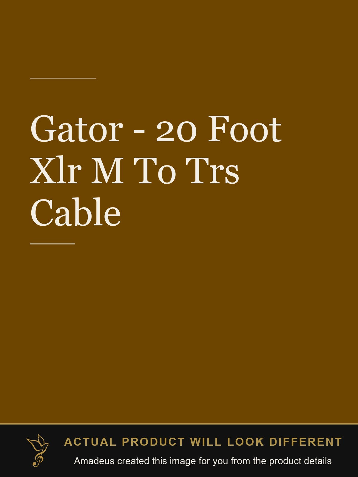 Gator - 20 Foot Xlr M To Trs Cable - Amadeus created this image from the product details; the actual product will look different
