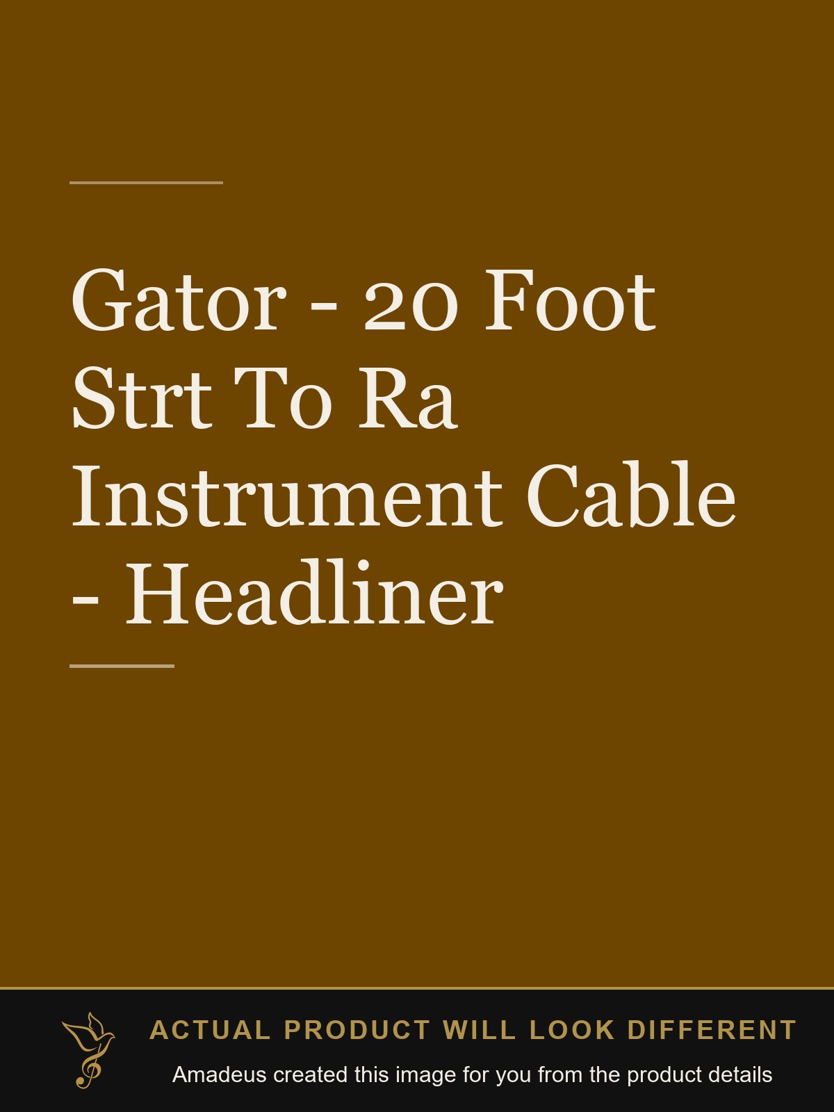 Gator - 20 Foot Strt To Ra Instrument Cable - Headliner - Amadeus created this image from the product details; the actual product will look different