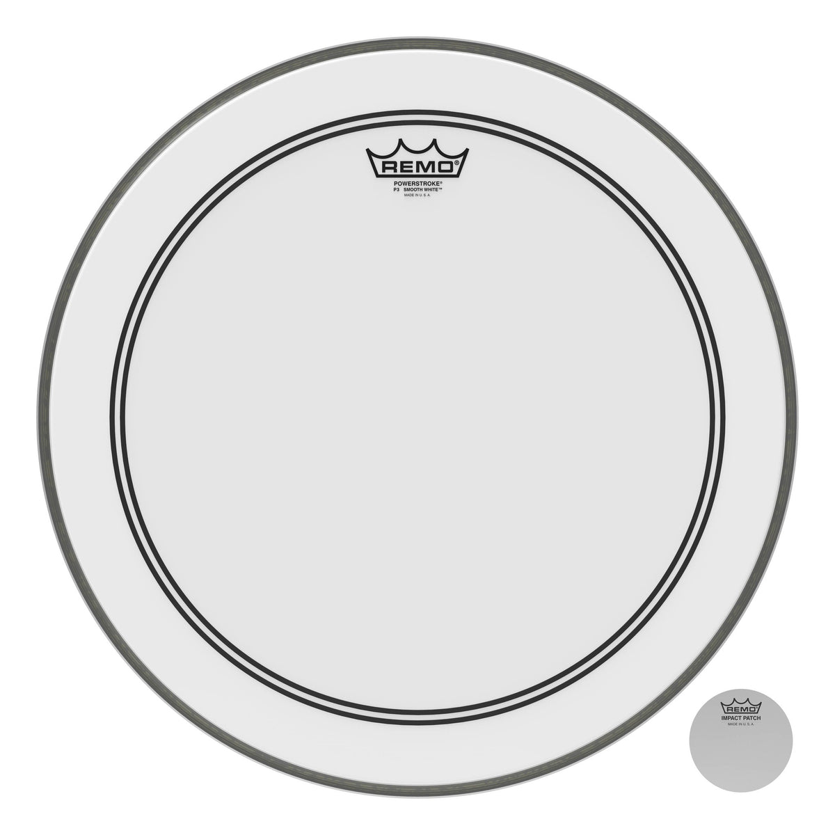 Product Cover for Bass, Powerstroke 3, Smooth White, 18" Diameter, 2-1/2" Impact Patch
