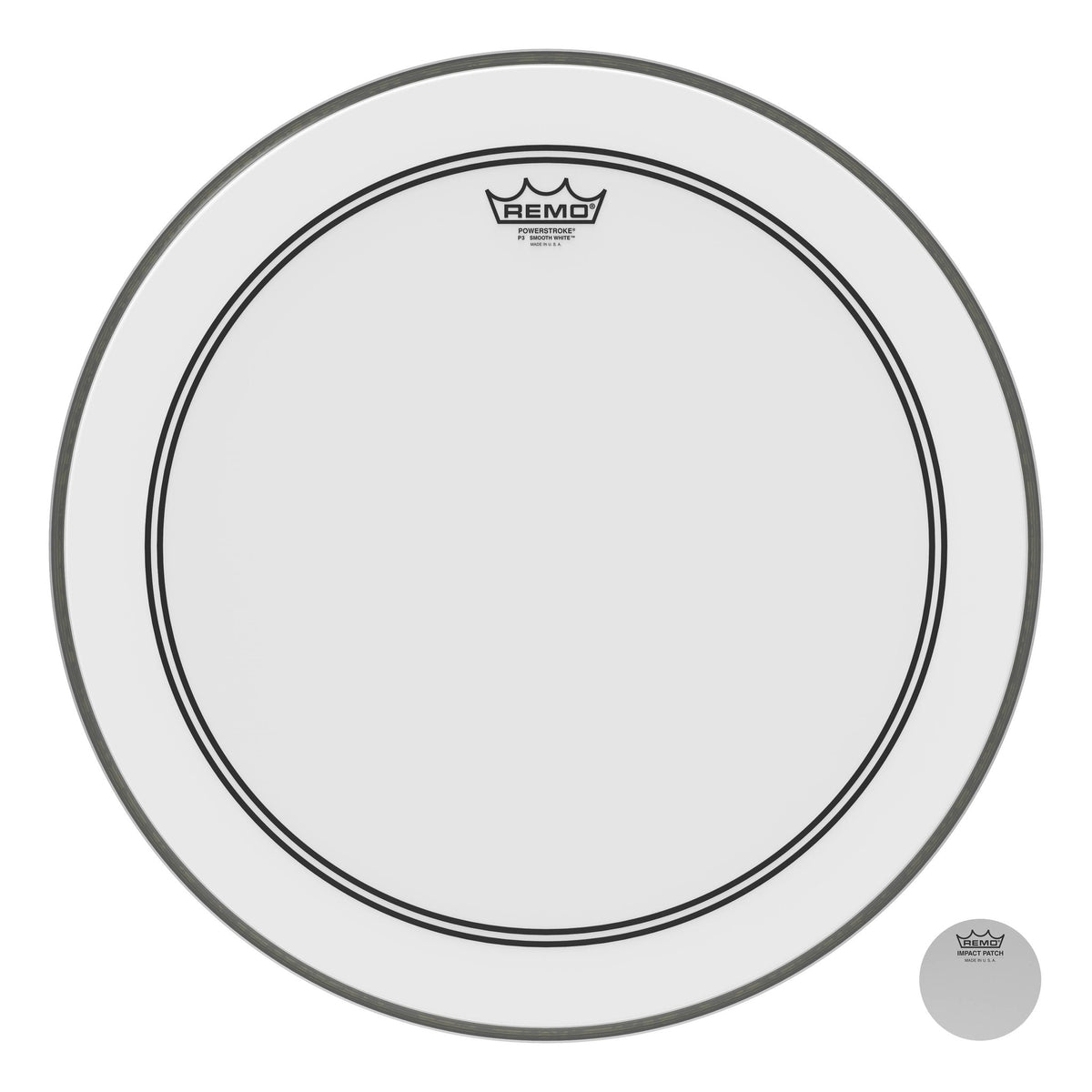 Product Cover for Bass, Powerstroke 3, Smooth White, 20" Diameter, 2-1/2" Impact Patch