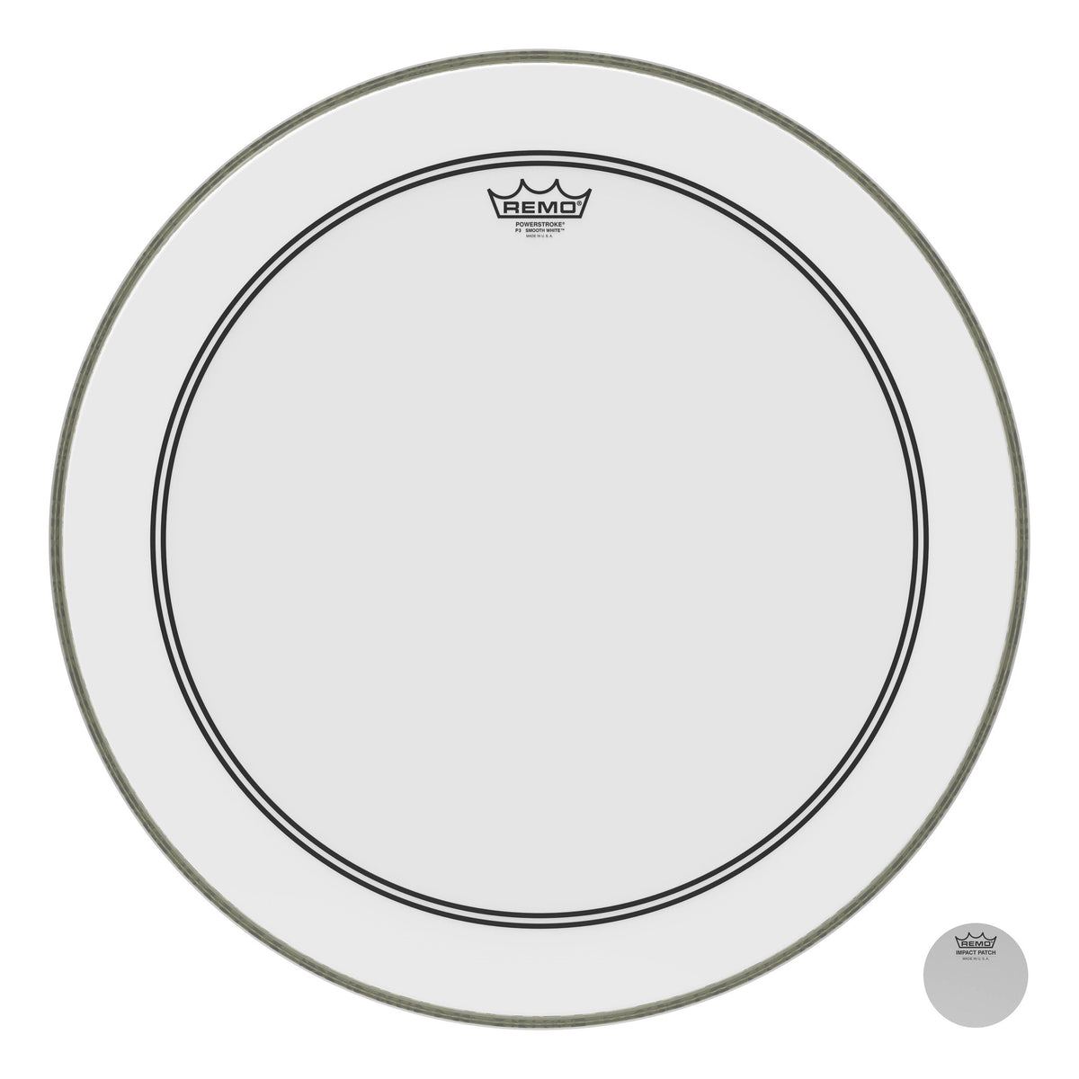 Product Cover for Bass, Powerstroke 3, Smooth White, 23" Diameter, 2-1/2" Impact Patch