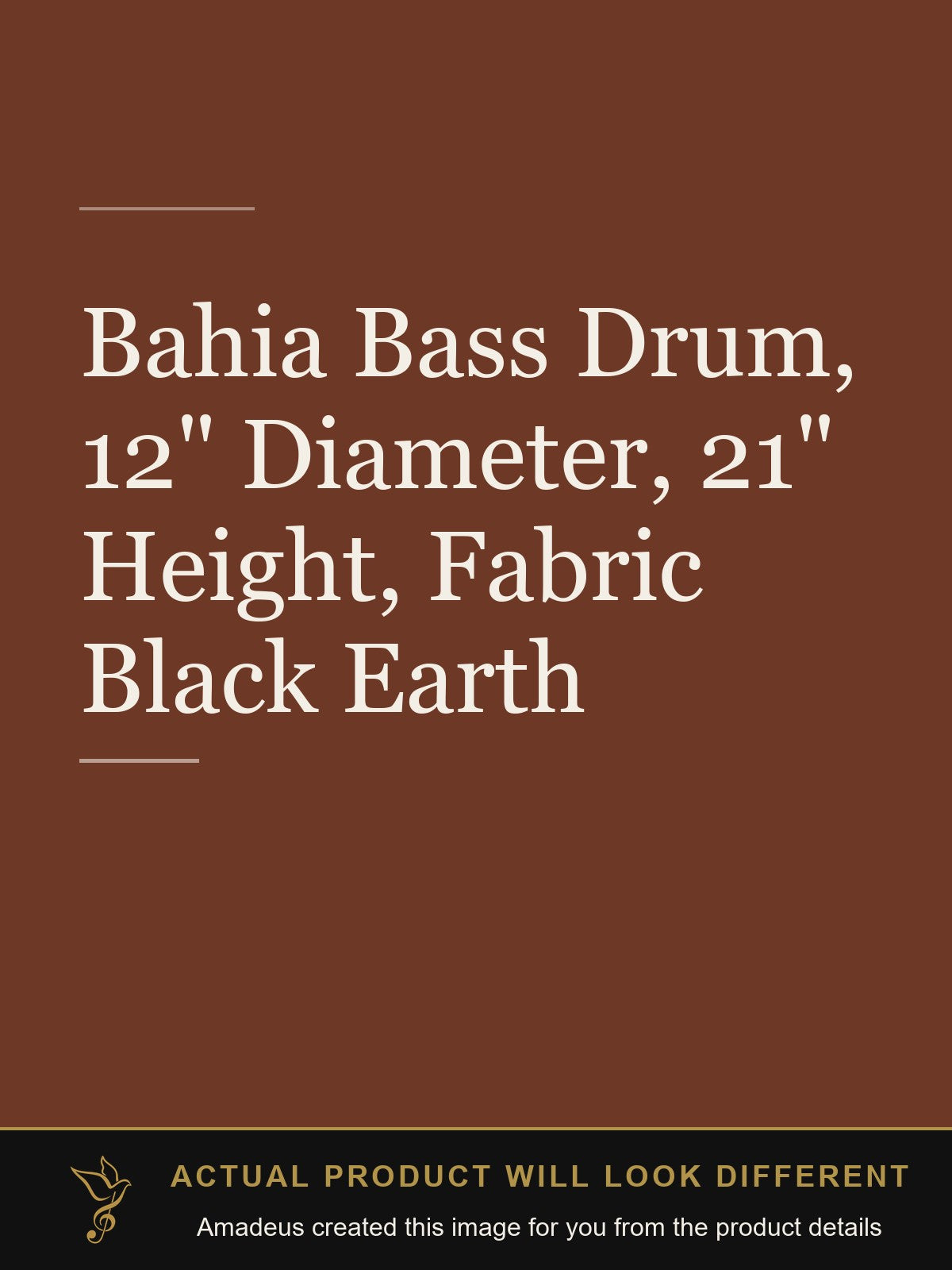 Bahia Bass Drum, 12" Diameter, 21" Height, Fabric Black Earth - Amadeus created this image from the product details; the actual product will look different