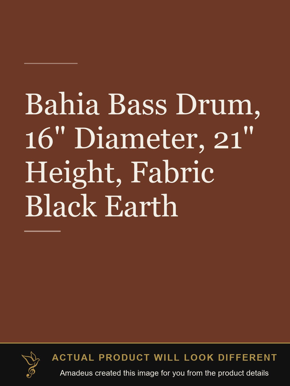 Bahia Bass Drum, 16" Diameter, 21" Height, Fabric Black Earth - Amadeus created this image from the product details; the actual product will look different