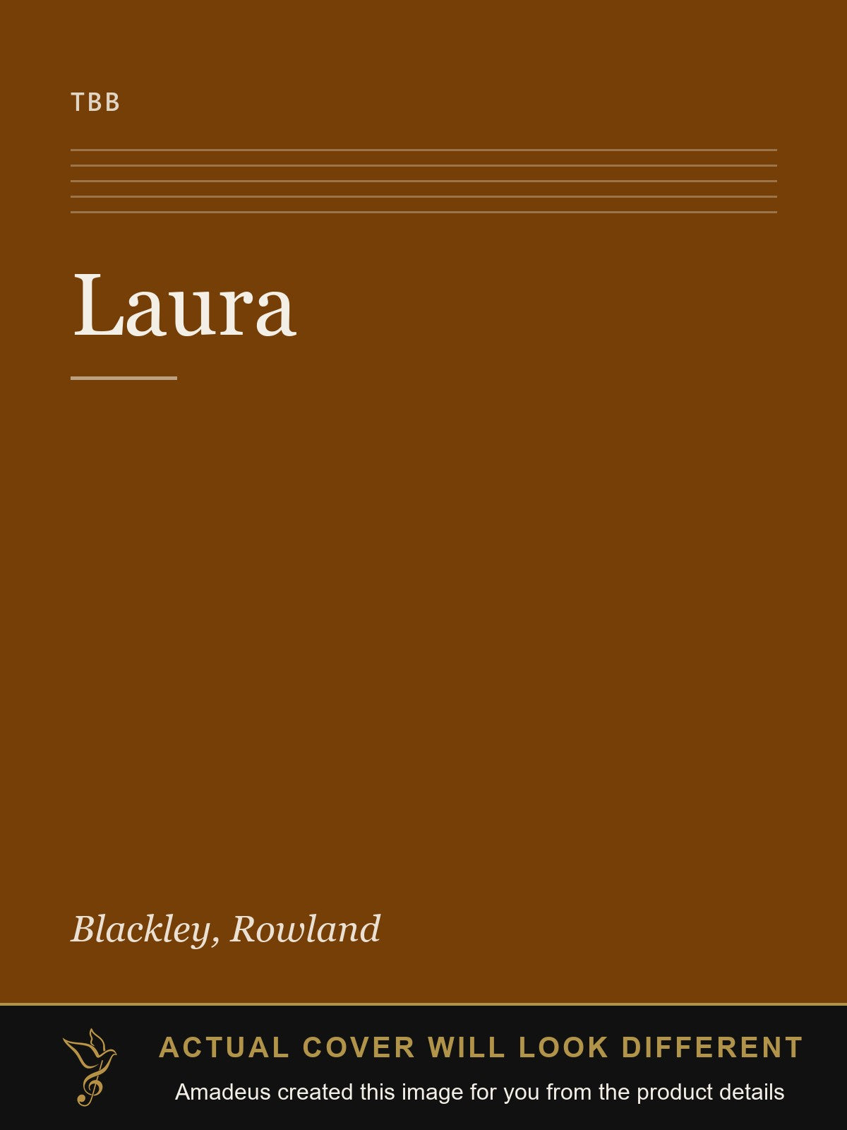 Laura - Amadeus created this image from the product details; the actual cover will look different