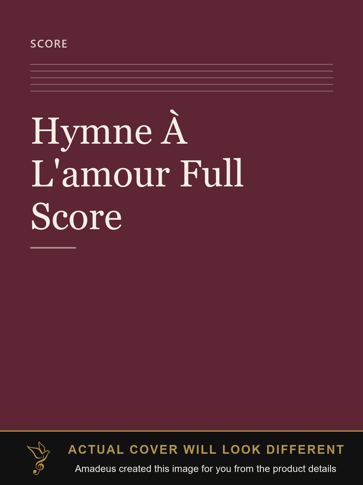 Hymne À L'amour Full Score - Amadeus created this image from the product details; the actual cover will look different