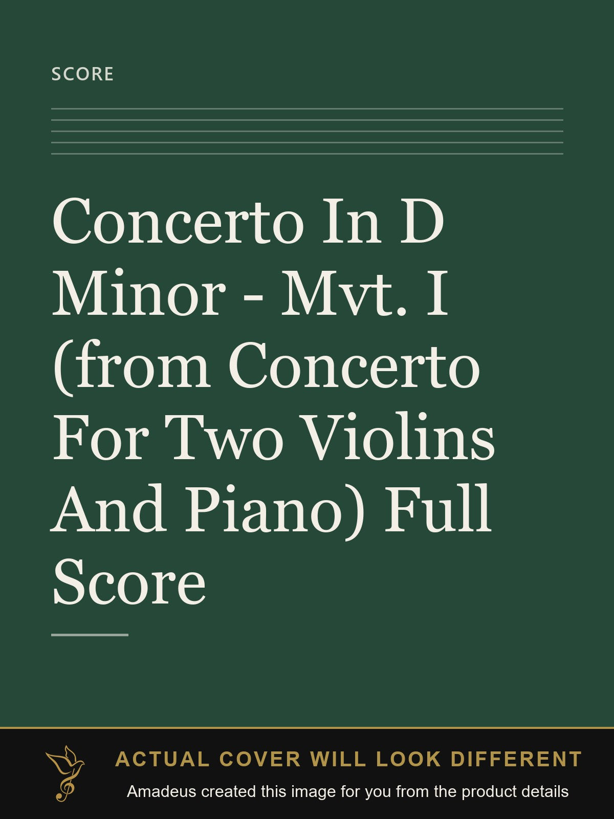 Concerto In D Minor - Mvt. I  (from Concerto For Two Violins And Piano) Full Score - Amadeus created this image from the product details; the actual cover will look different