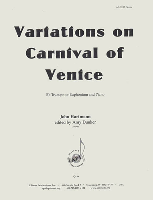 Product Cover for Variations On The Carnival Of Venice-trp - Pno