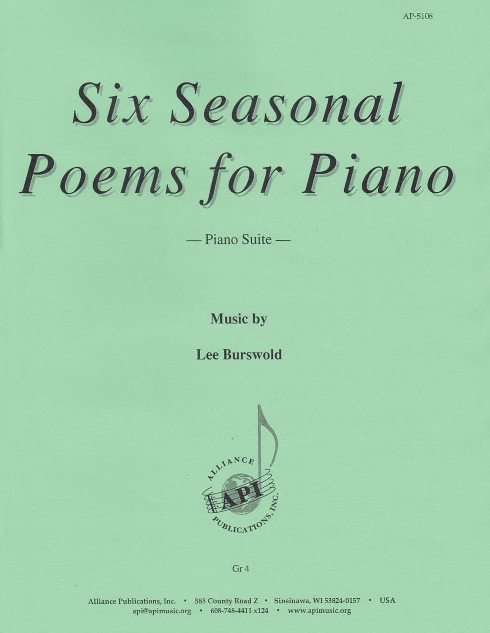 Product Cover for Six Seasonal Poems for Piano