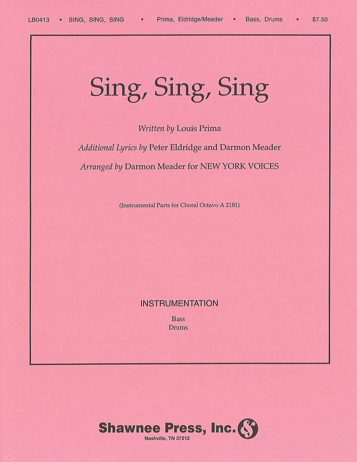 Product Cover for Sing, Sing, Sing