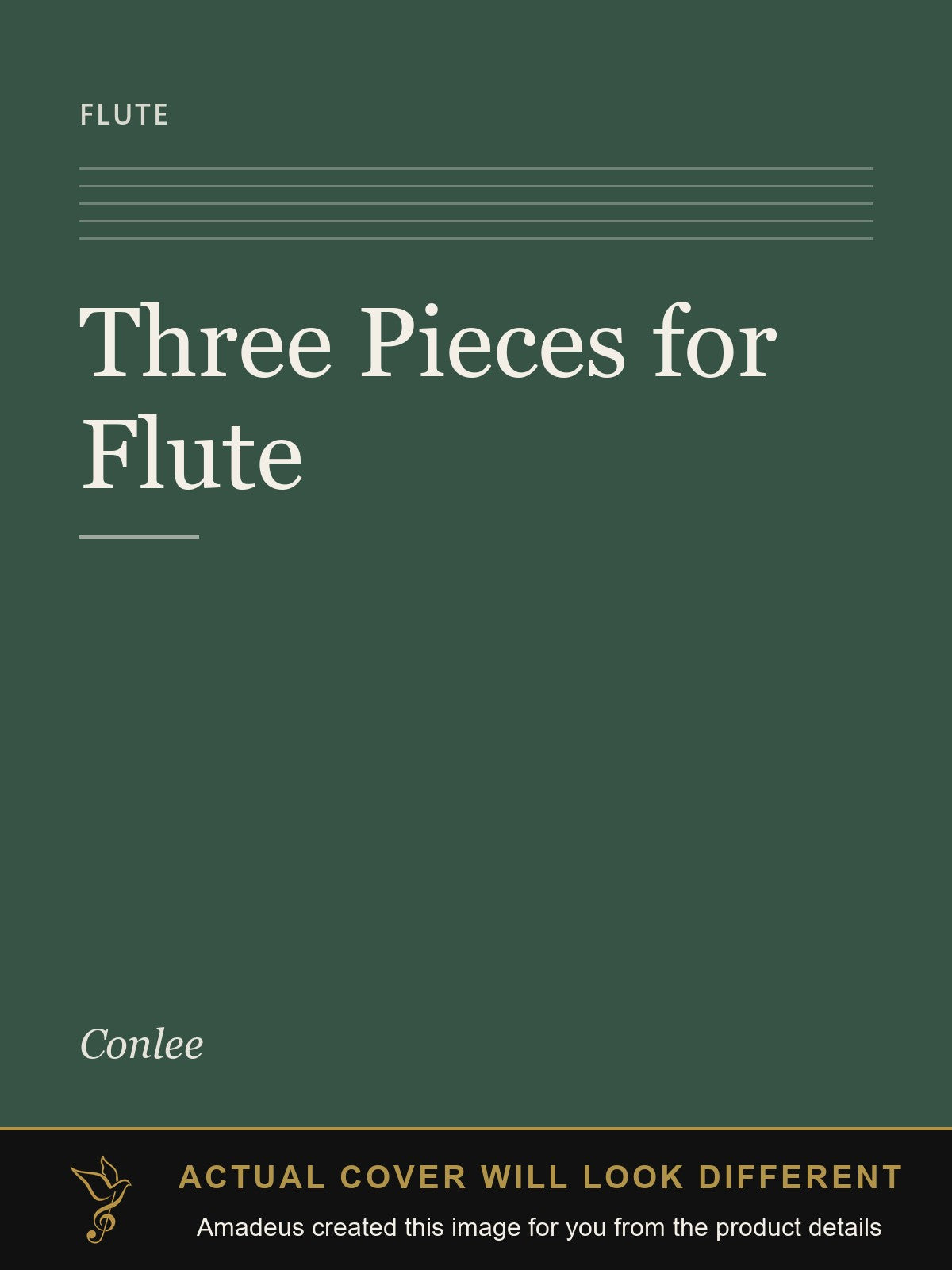 Three Pieces for Flute - Amadeus created this image from the product details; the actual cover will look different