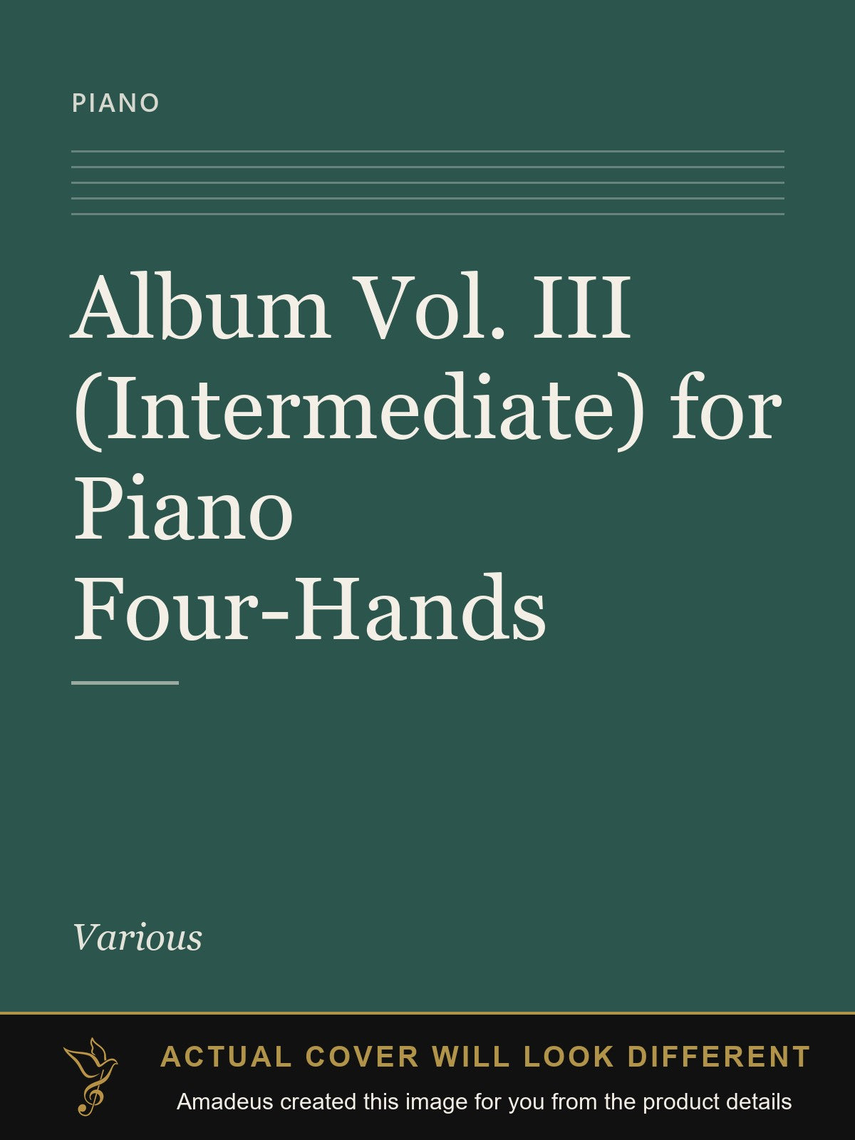 Album Vol. III (Intermediate) for Piano Four-Hands - Amadeus created this image from the product details; the actual cover will look different