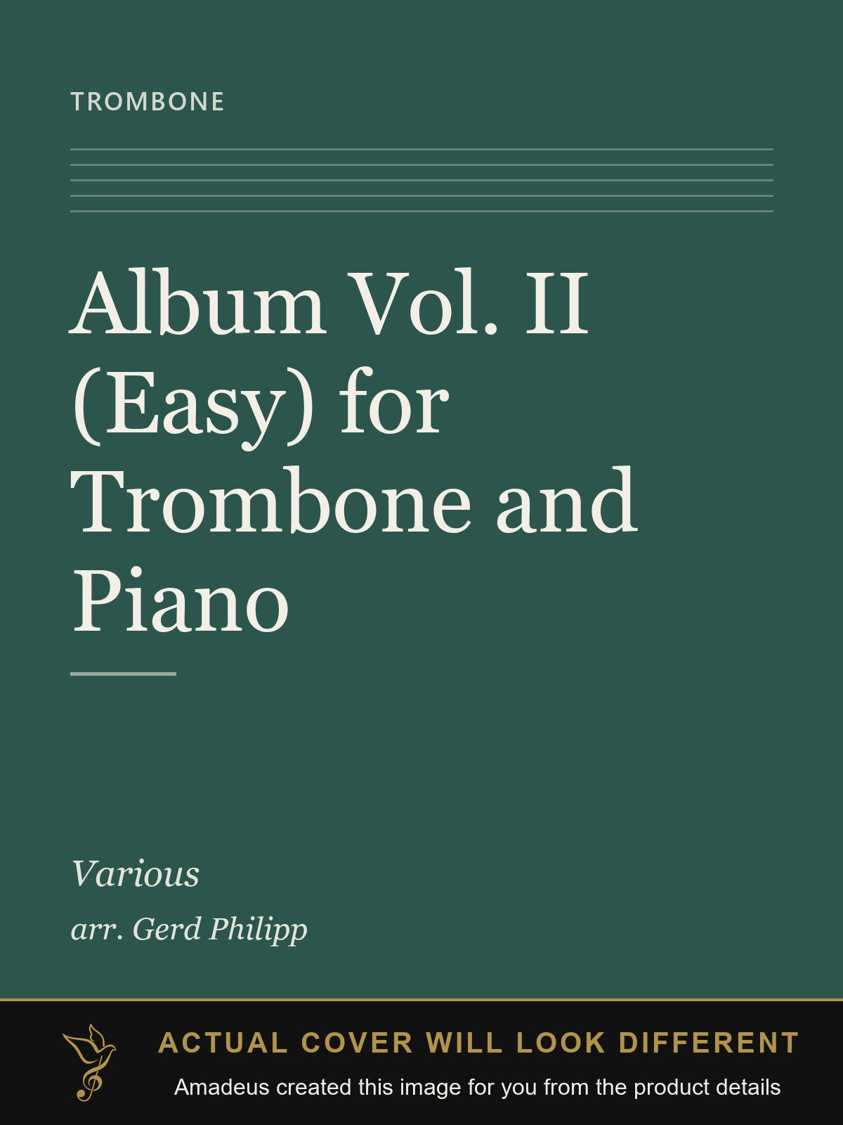 Album Vol. II (Easy) for Trombone and Piano - Amadeus created this image from the product details; the actual cover will look different