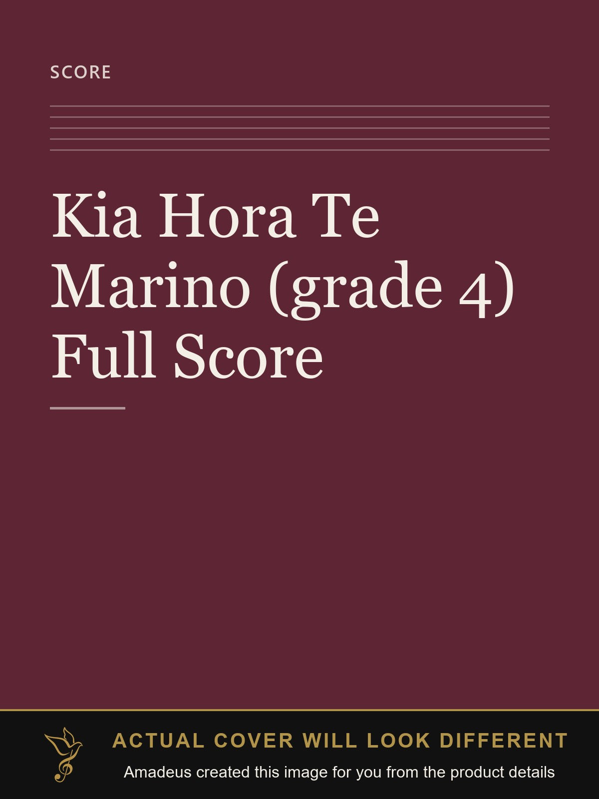 Kia Hora Te Marino (grade 4) Full Score - Amadeus created this image from the product details; the actual cover will look different