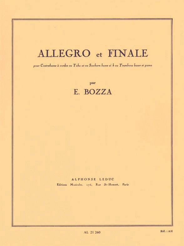 Product Cover for Allegro And Finale, For Double Bass, Tuba, Bass Saxhorn Or Bass Trombone