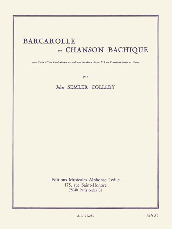 Product Cover for Barcarolle And Bacchanalian Song, For Tuba, Double Bass, Bass Sa