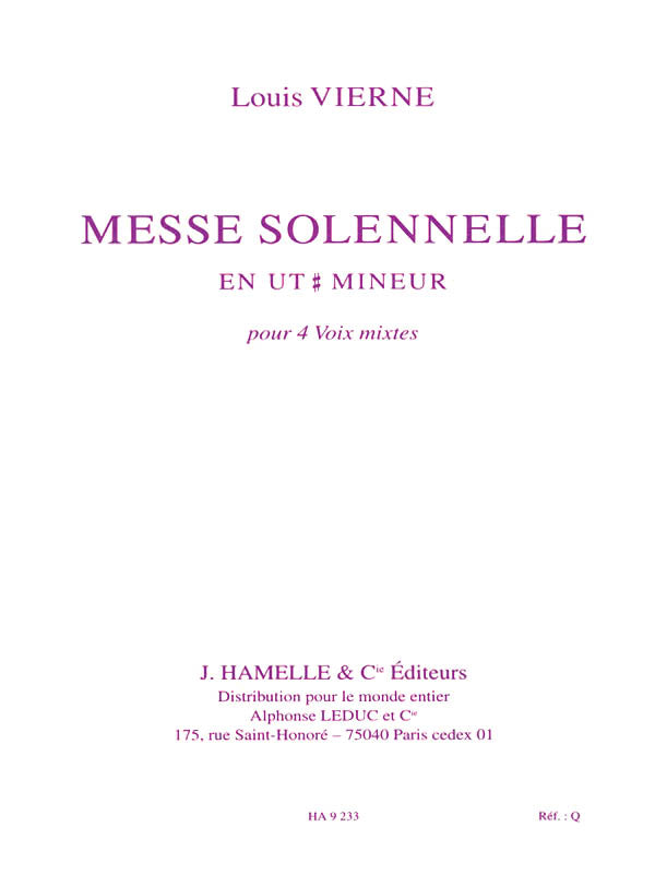 Product Cover for Messe Solennelle Ut Diese Min. Partie De Choeur Sans Accompagnement